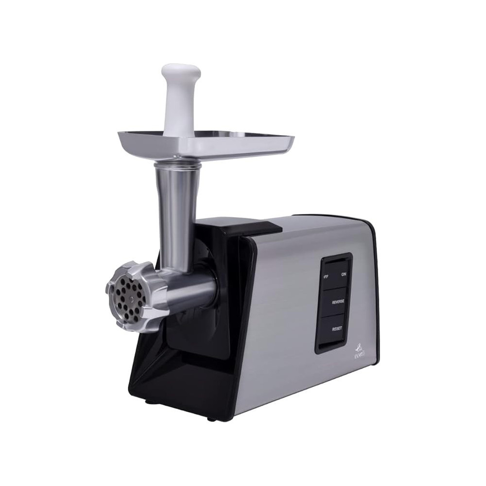 Evvoli Meat Grinder, Meat Mincer And Sausage, Reverse Function, Stainless Steel Body, 1300W, Black And Silver, EVKA-MG1300B