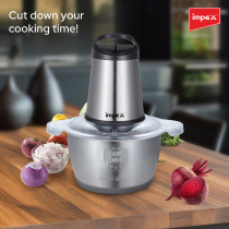 Impex Electric Food Chopper Stainless Steel Bowl With 2 Speed Adjustable And 4 Piece Stainless Steel Blade 2 L 350 W FC 3202 Silver