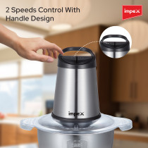 Impex Electric Food Chopper Stainless Steel Bowl With 2 Speed Adjustable And 4 Piece Stainless Steel Blade 2 L 350 W FC 3202 Silver
