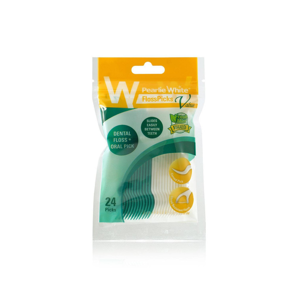 Pearlie White Dental Floss And Oral Picks With Mint Waxed, 24 Pcs
