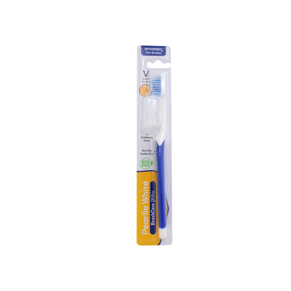 Pearlie White Bpa Free Orthodontic Tooth Brush With Cover And Soft Bristes