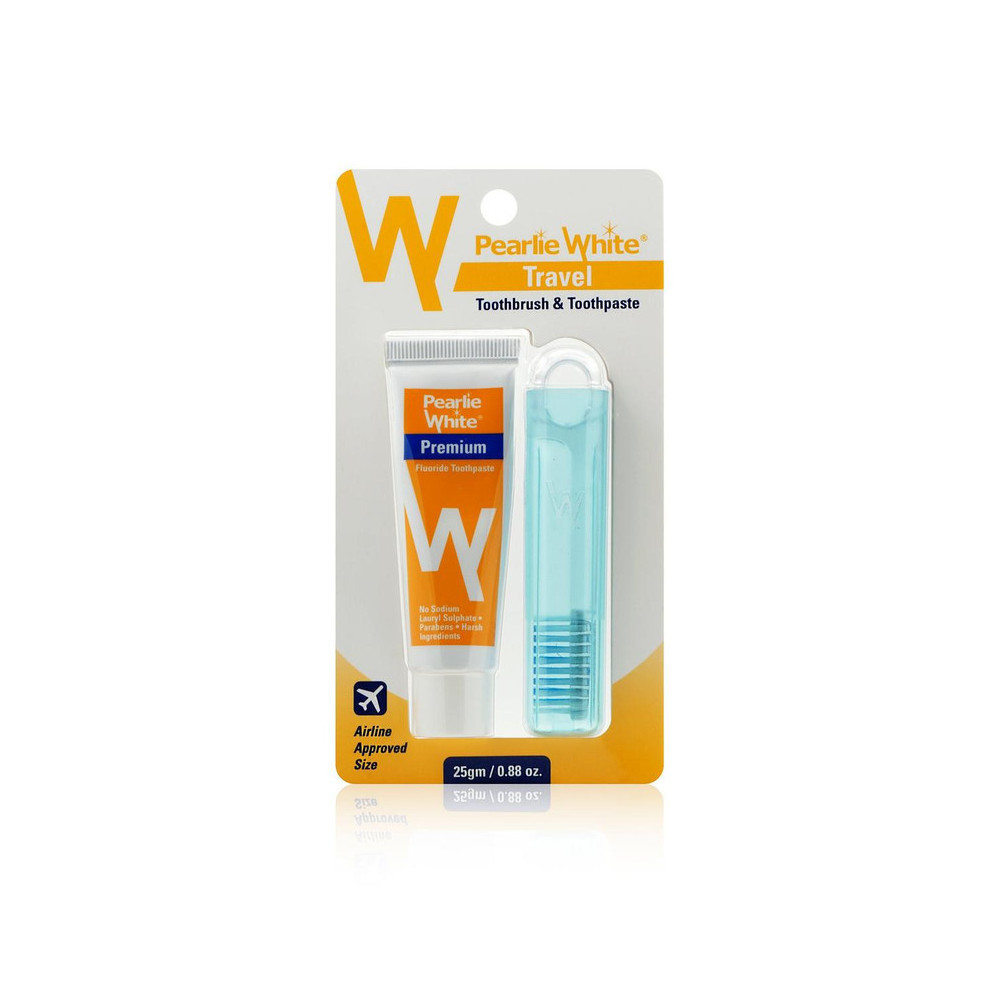 Pearlie White Travel Brush And Toothpaste Set, 25g