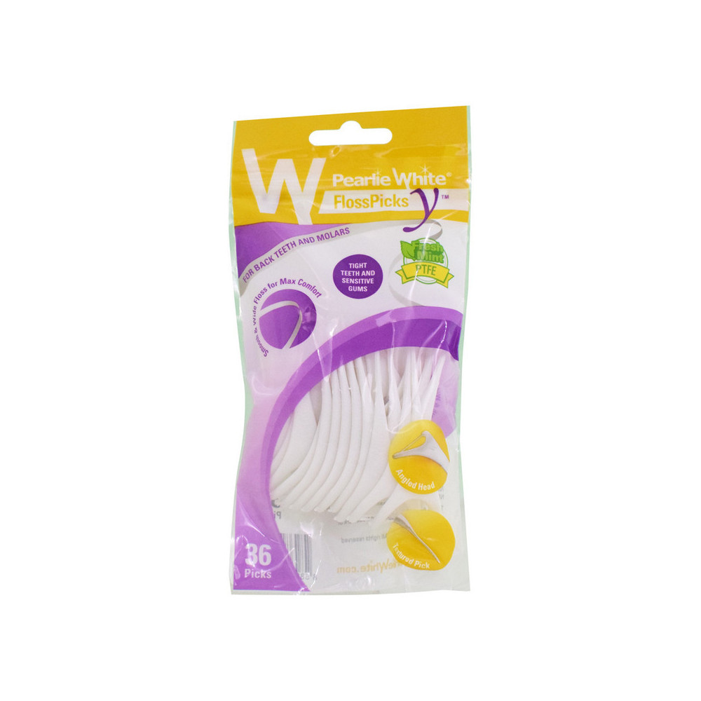 Pearlie White Floss Picks For Back Teeth And Molars With Fresh Mint Flavour, Pack Of 36