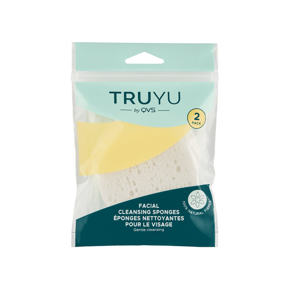 Truyu Qvs Natural Cellulose Facial Cleansing Sponges, Pack Of 2