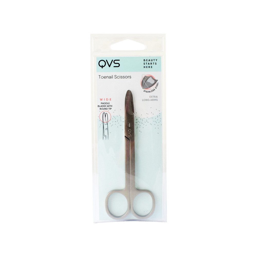 Truyu Qvs Stainless Steel Toenail Scissors With Wide Paddle Blades With Round Tip