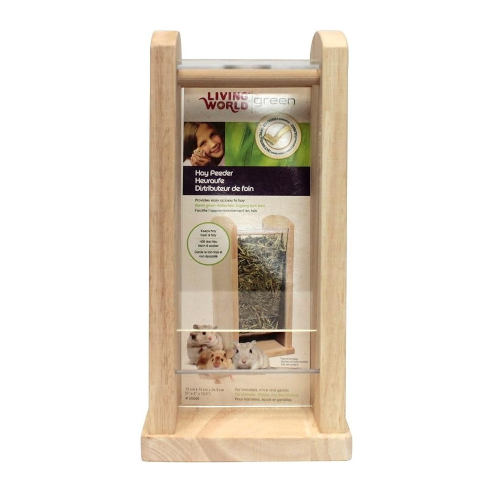 Living World Green Wood And Acrylic Hay Rack, Small