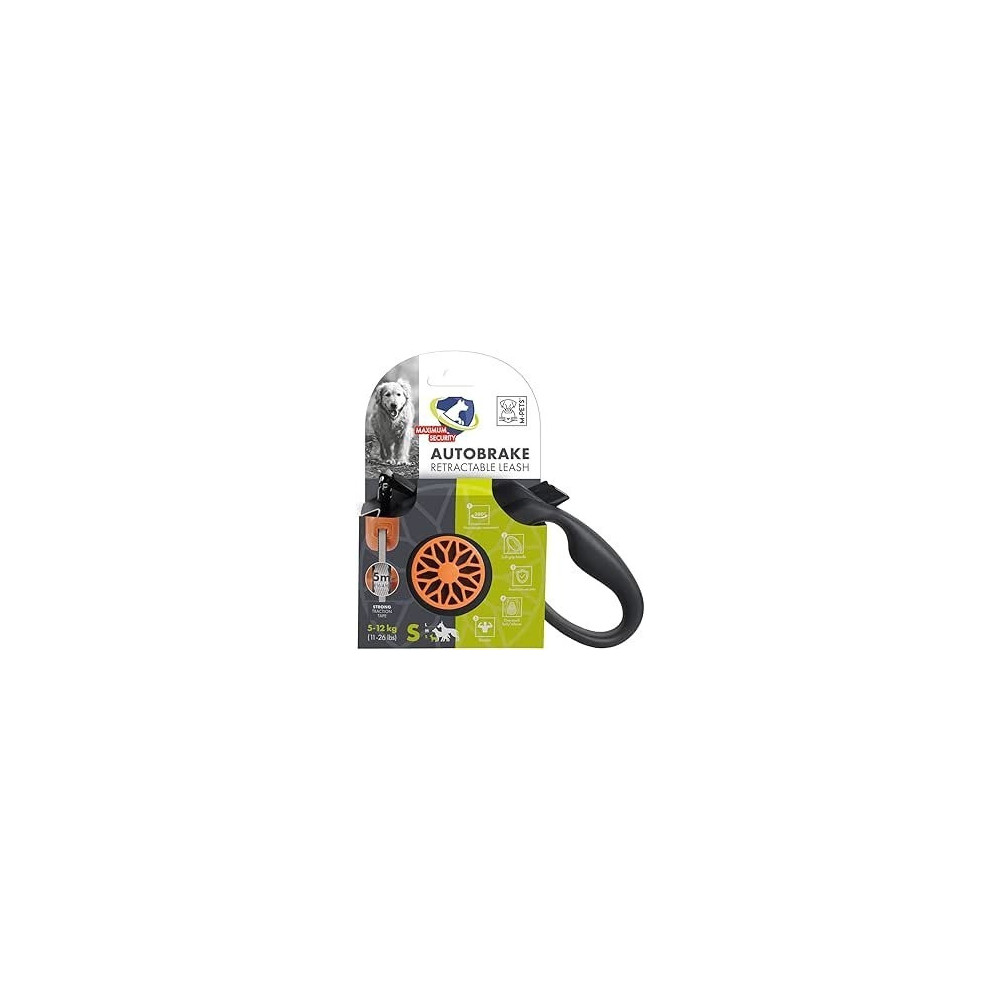 M-Pets Autobrake Retractable Leash Small, Black