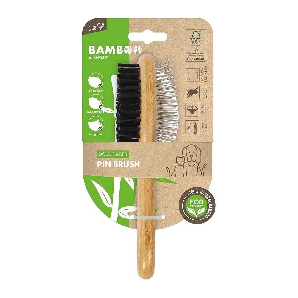 M-Pets Bamboo Double-Sided Pin Brush