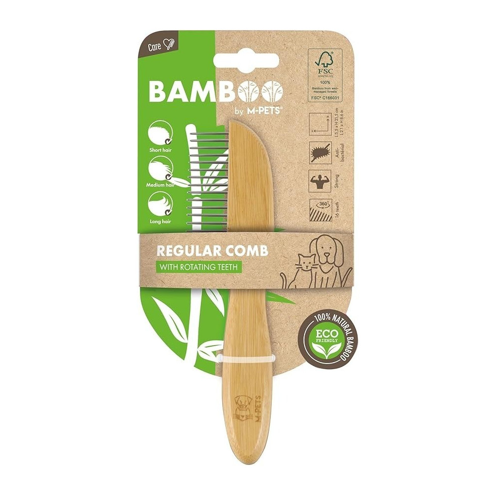 M-Pets Bamboo Regular Comb 16 Teeth