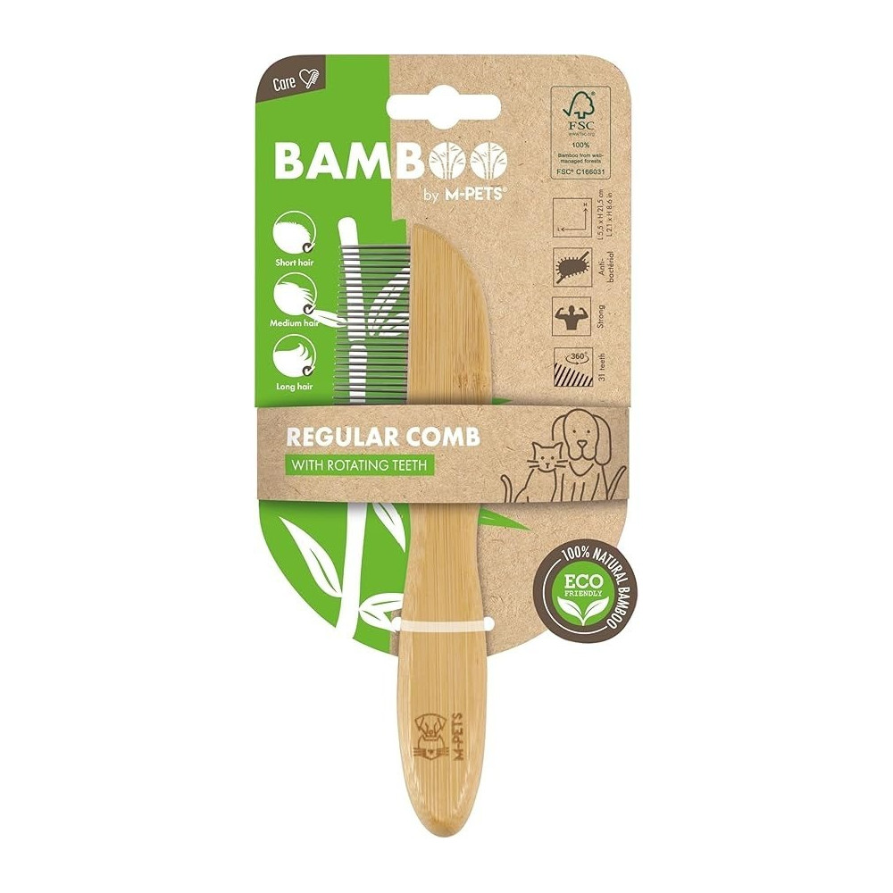 M-Pets Bamboo Regular Comb 31 Teeth