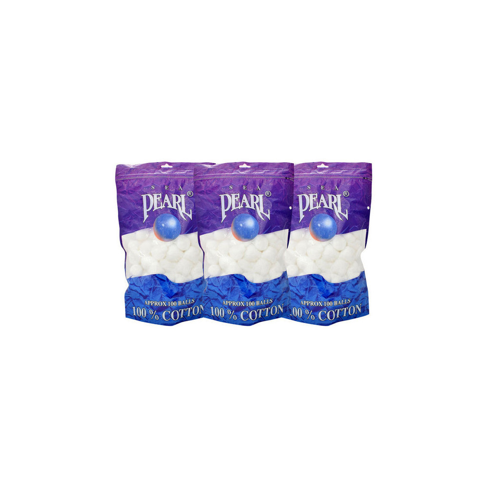 Sea Pearl Cotton Balls 100 Pcs Per Pack, Pack Of 3