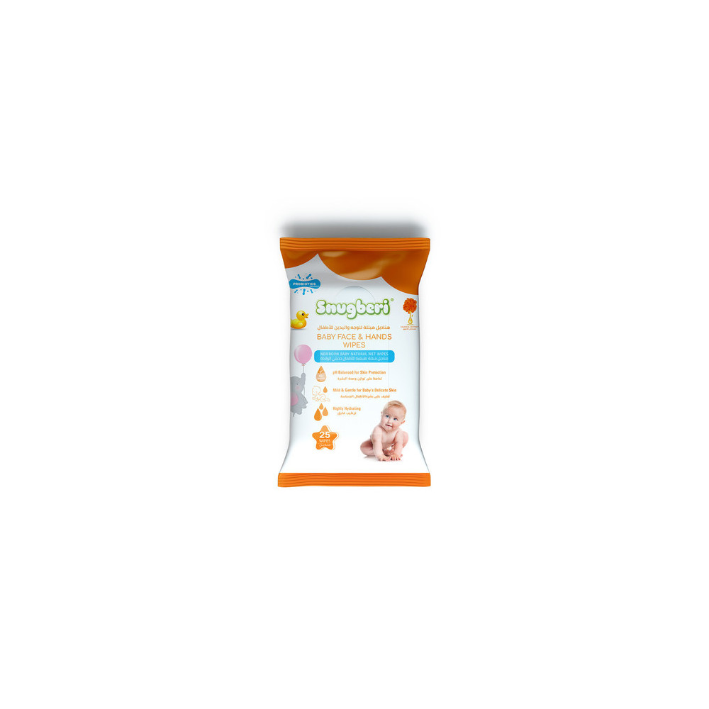 Snugberi Probiotic Baby Face And Hands Wipes, Pack Of 25 Wipes