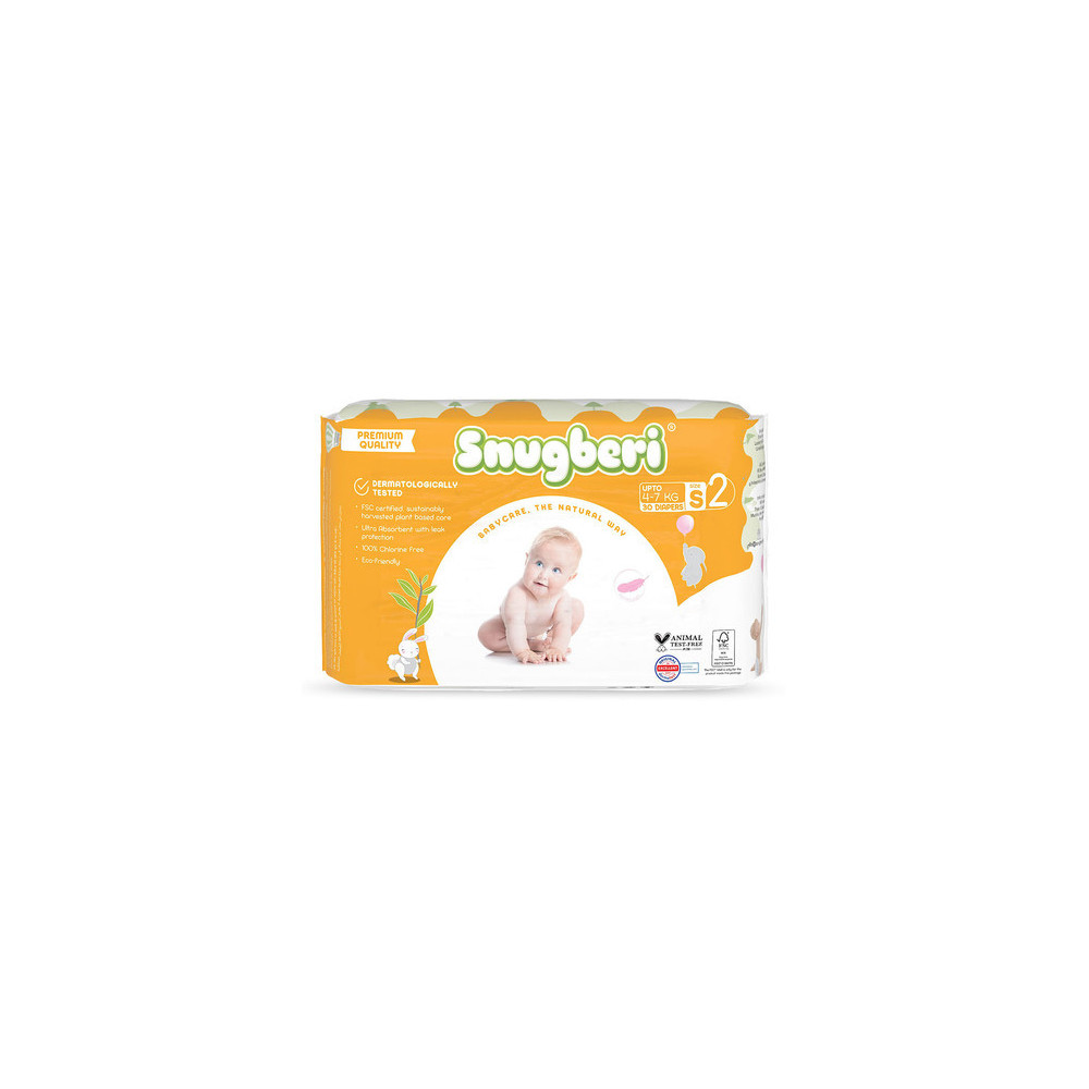 Snugberi Premium Quality Baby Diaper, Small Size 2, Uto 4 To 7kg, Pack Of 30 Pcs