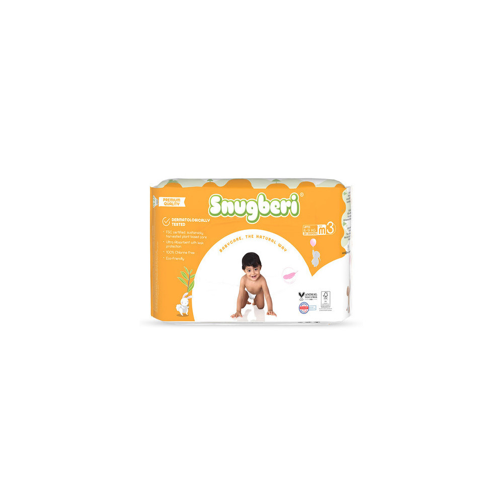 Snugberi Premium Quality Baby Diaper, Medium Size 3, Uto 6 To 9 kg, Pack Of 28 Pcs