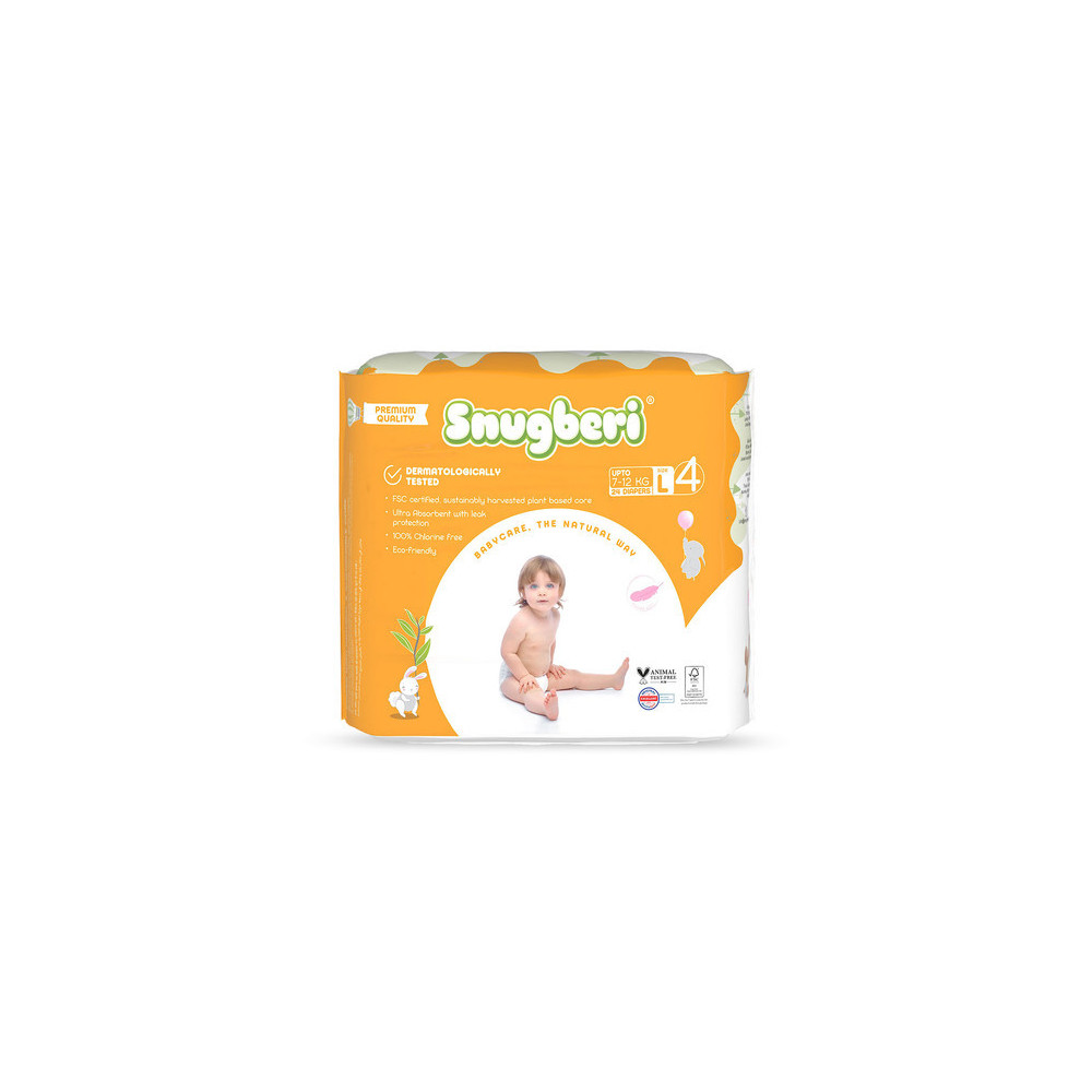Snugberi Premium Quality Baby Diaper, Large Size 4, Uto 7 To 12 kg, Pack Of 24 Pcs