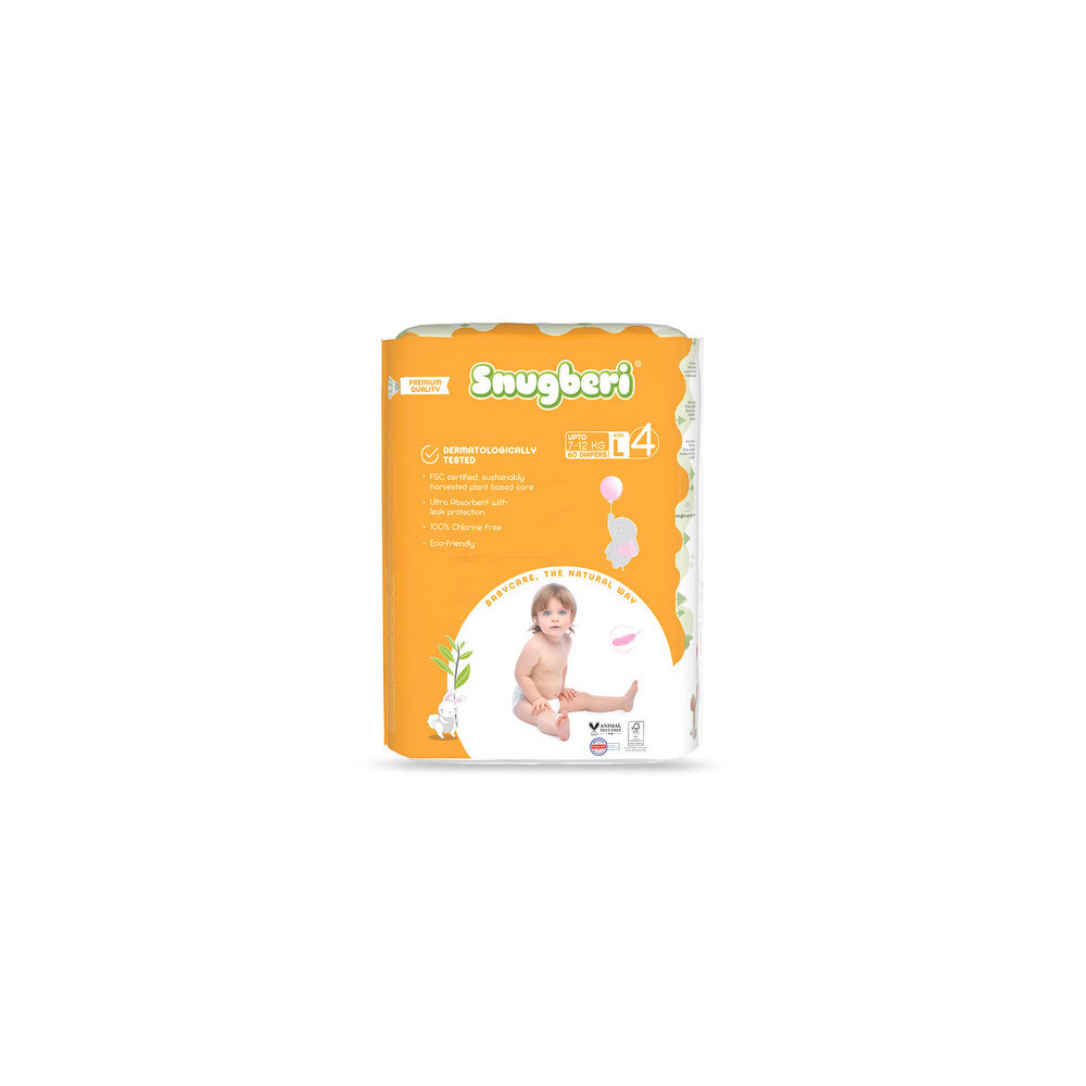 Snugberi Premium Quality Diaper Size 4 Large Upto 7 To 12 kg, Mega Pack Of 60 Pcs