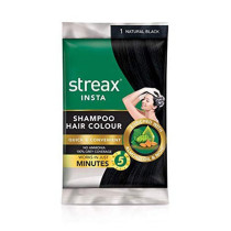 Streax Insta Shampoo Hair Colour 25ml, Natural Black Sachet
