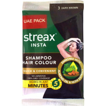 Streax Insta Shampoo Hair Colour 25ml, Dark Brown Sachet