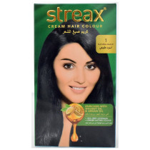 Streax Cream Hair Color Enriched With Walnut Oil And Argan Oil, Natural Black 1