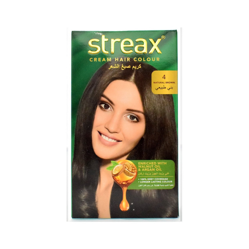 Streax Cream Hair Color Enriched With Walnut Oil And Argan Oil, Natural Brown 4