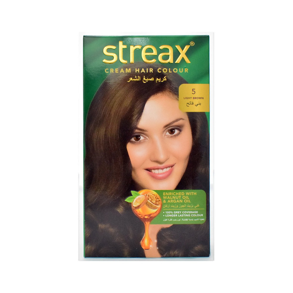 Streax Cream Hair Color Enriched With Walnut Oil And Argan Oil, Light Brown 5