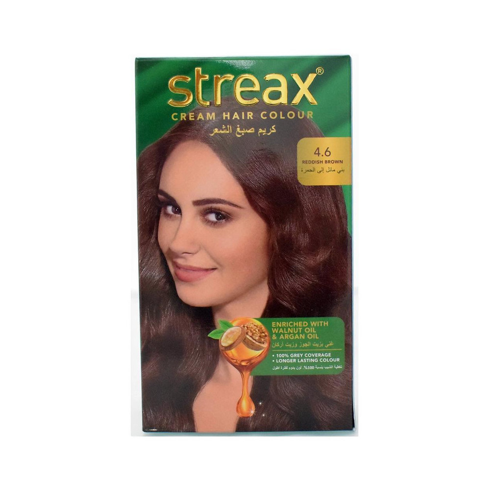Streax Cream Hair Color Enriched With Walnut Oil And Argan Oil, Reddish Brown 4.6