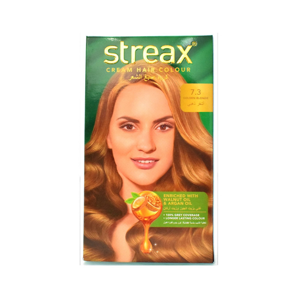 Streax Cream Hair Color Enriched With Walnut Oil And Argan Oil, Golden Blonde 7.3