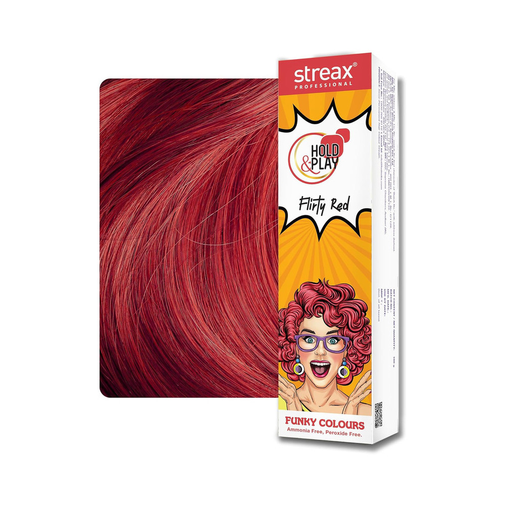Streax Professional Hold And Play Funky Hair Colour 100g, Flirty Red
