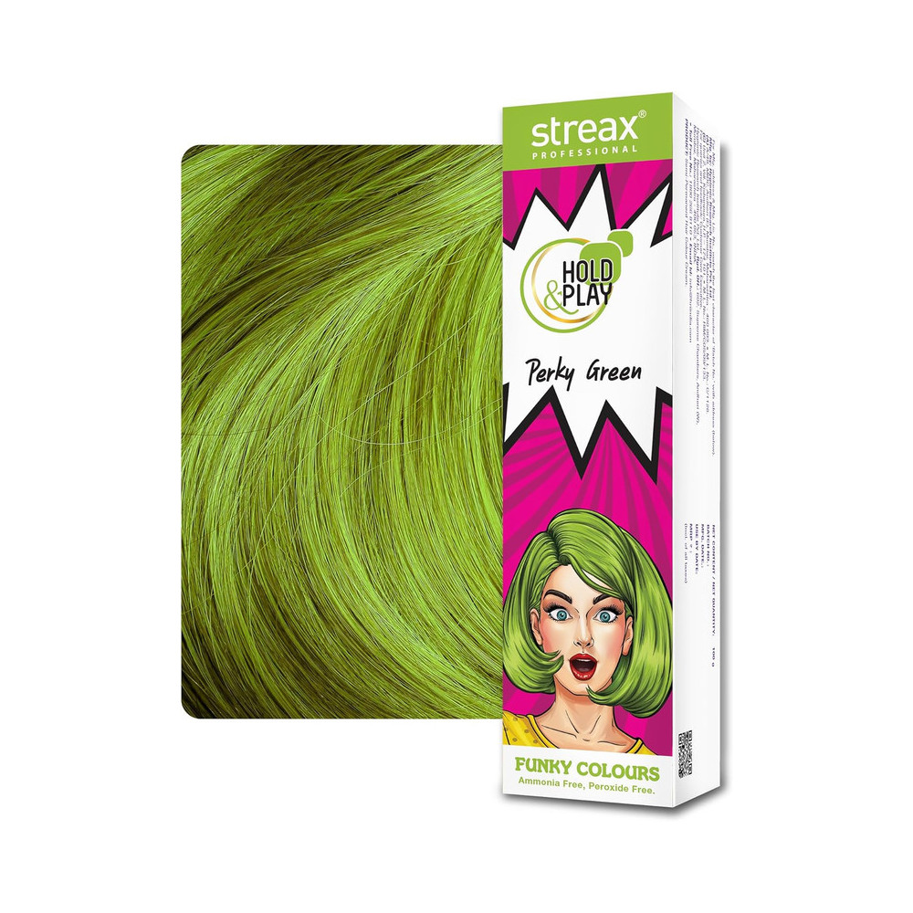 Streax Professional Hold And Play Funky Hair Colour 100g, Perky Green