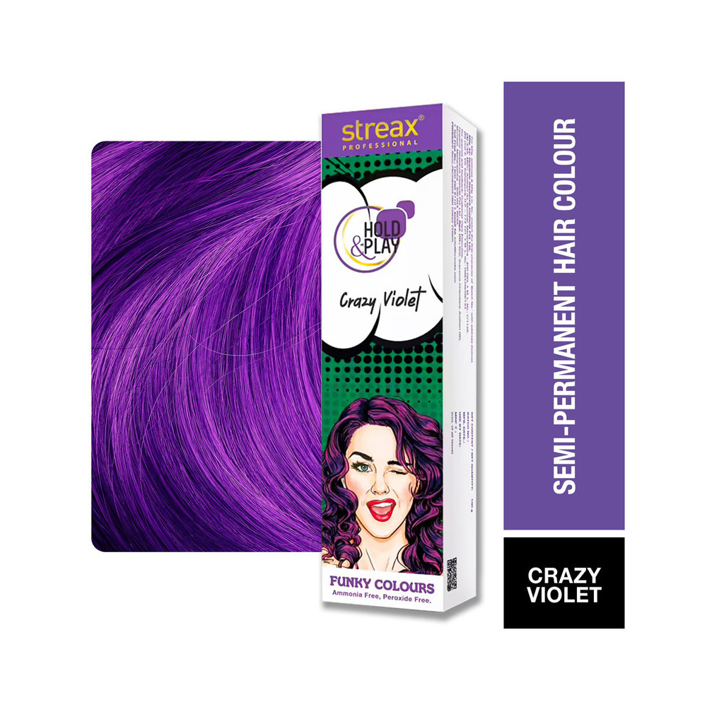 Streax Professional Hold And Play Funky Hair Colour 100g, Grazy Violet
