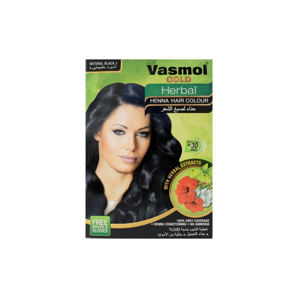 Vasmol Gold Herbal Henna Pack Of 6 x 10g, Black