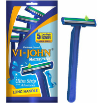 Vi-John Master Stroke Ultra Strip With Aloevera Razor Pouch Pack Of 5Pcs