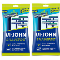 Vi-John Master Stroke Ultra Strip With Aloevera Razor Pouch 2 Pack, 5 Pcs Per Pack