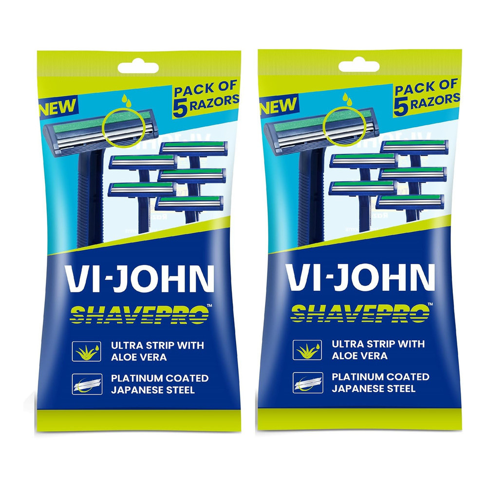 Vi-John Master Stroke Ultra Strip With Aloevera Razor Pouch 2 Pack, 5 Pcs Per Pack