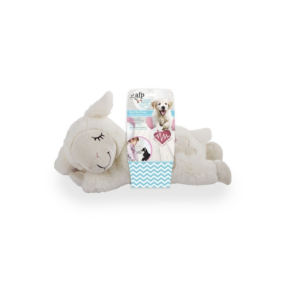 All For Paws Little Buddy Heart Beat Sheep Dog Plush Toy, 38 x 23 x 18 Cm