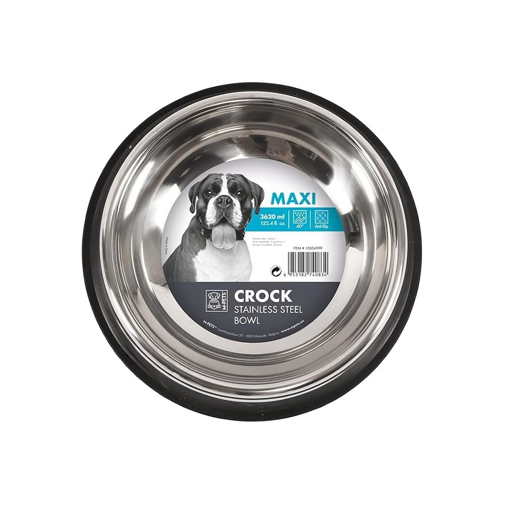 M-PETS Crock Stainless Steel Bowl Maxi For Dog, 3620ml