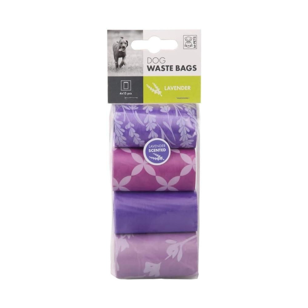 M-PETS Dog Waste Bags Lemon Scented, 60 Bags (4 x 15)