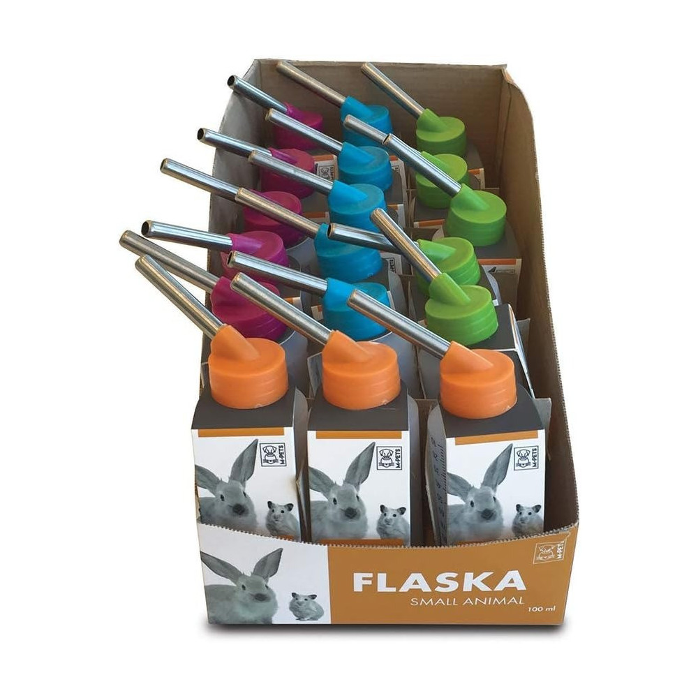 M-PETS Flaska Drinking Bottle Display Box Of 18 Pcs 100ml, Mixed Colors