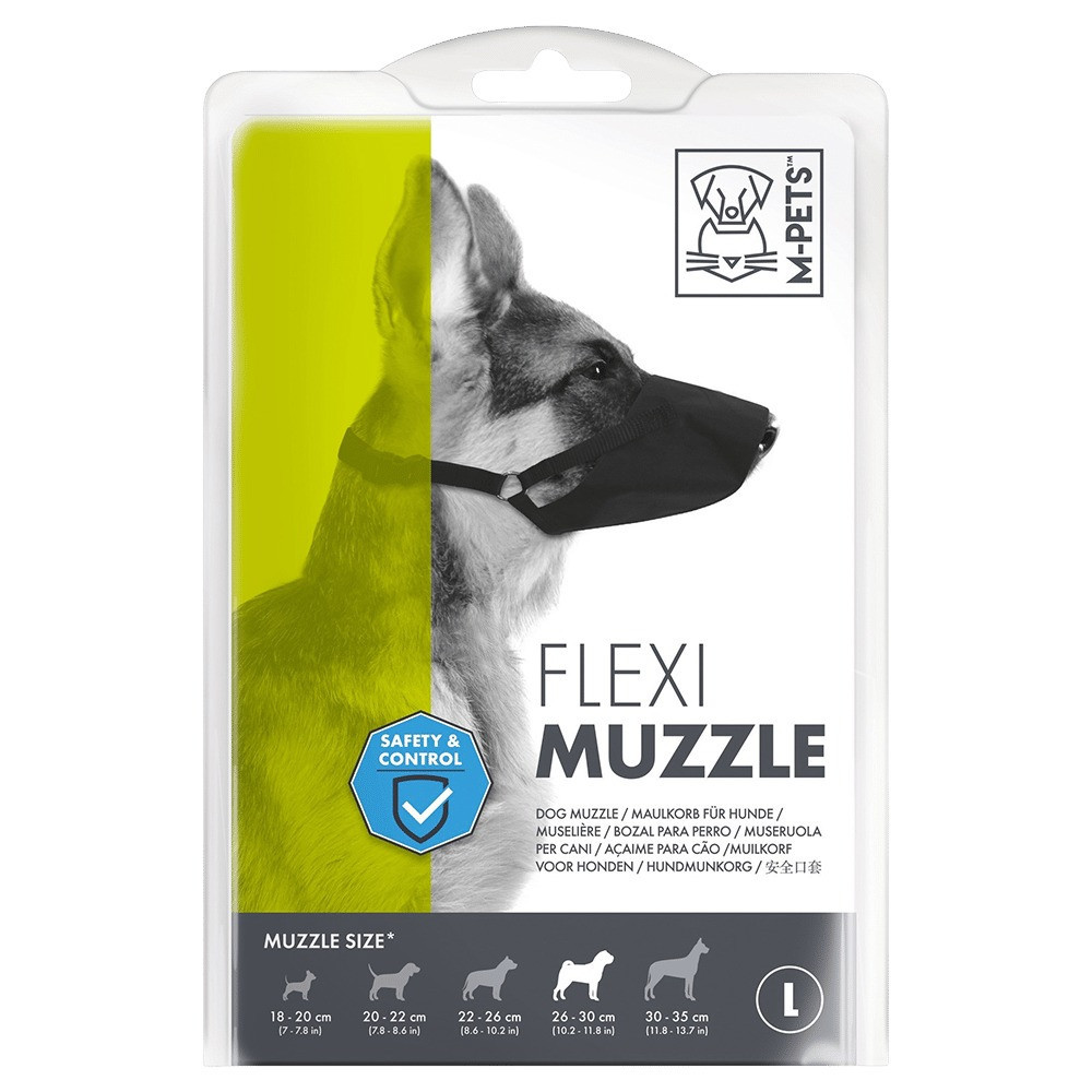 M-PETS Flexi Muzzle For Dog, Large, Black