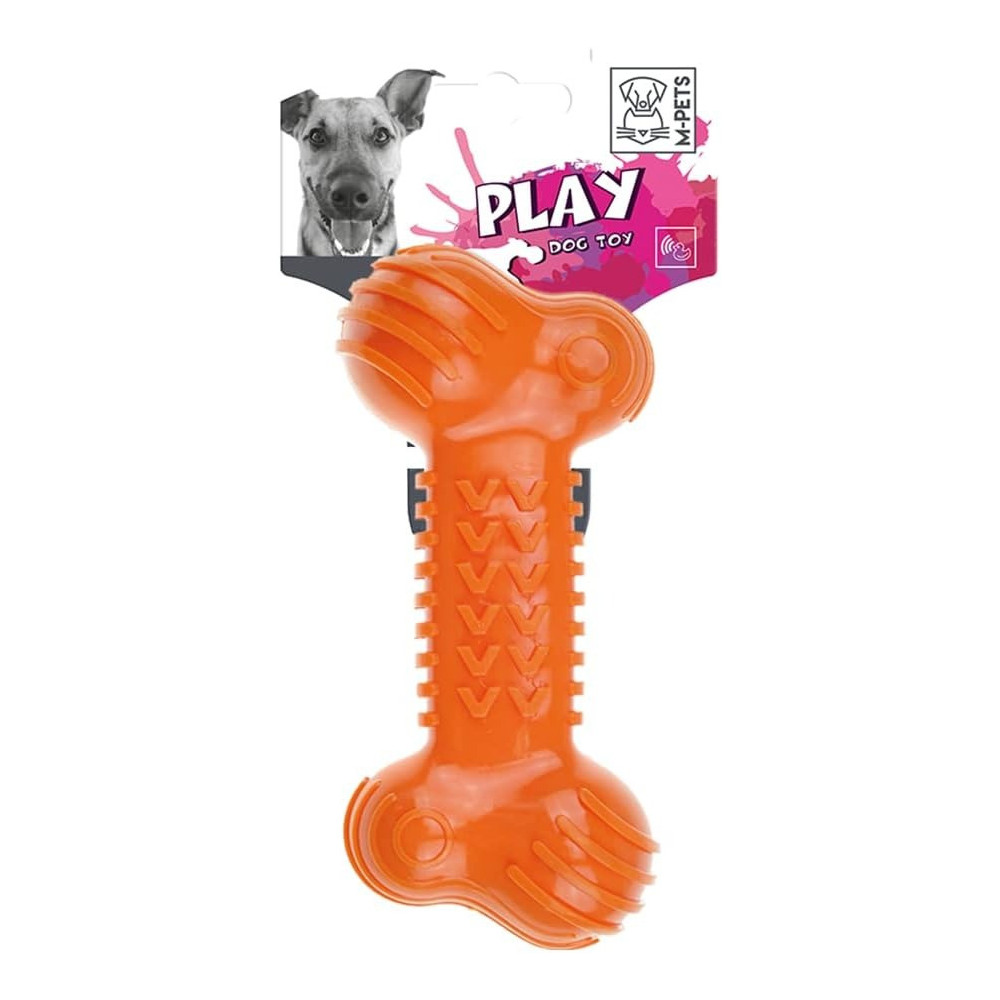 M-PETS Fun Bone Dog Toy, Durable/Long-Lasting, Orange