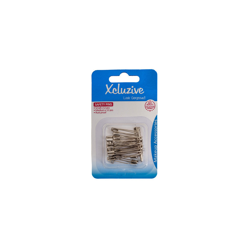 Xcluzive Rust Proof Safety Pins Small Size x 12 Pcs And Medium Size x 12 Pcs