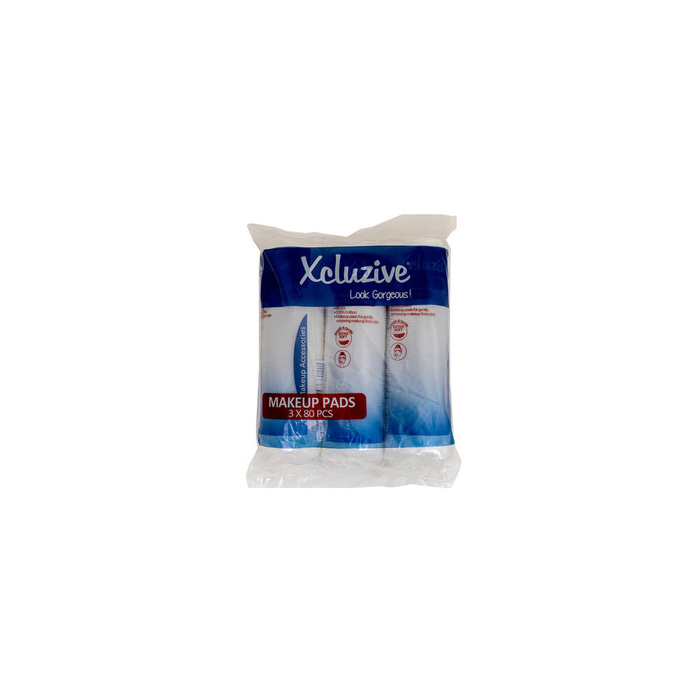 Xcluzive Round Cotton Pads Pack Of 3, 80 Pcs Per Pack