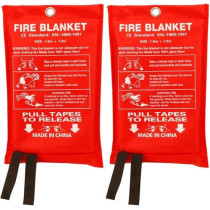 Aksipo Fire Blanket Fiberglass, Fire Emergency Blanket, Suppression Blanket, Flame Retardant Blanket, Emergency Survival Safety Cover for Kitchen Home House, Car, Office, Warehouse, 2 Pack (39.3 x 39.3 inch)