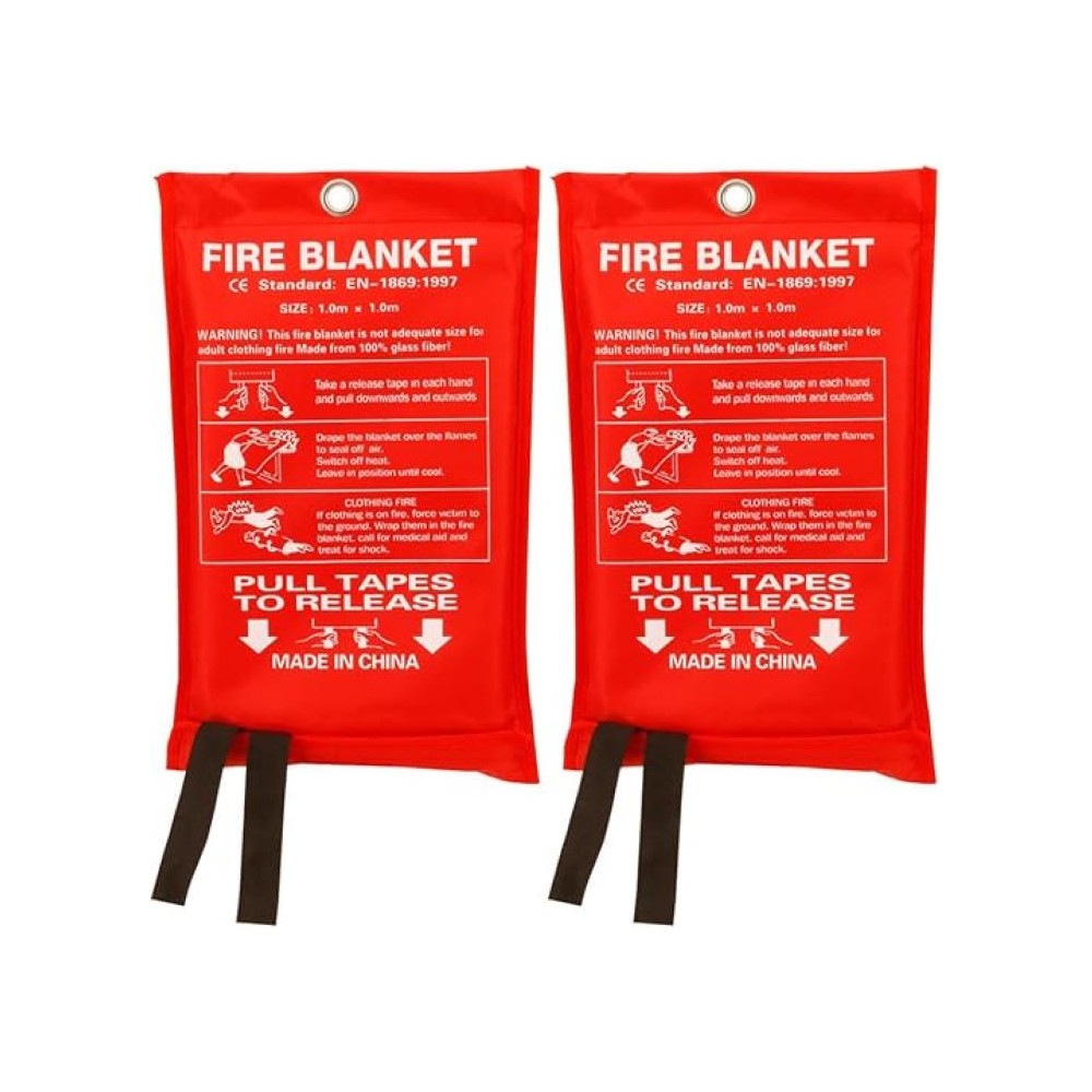 Aksipo Fire Blanket Fiberglass, Fire Emergency Blanket, Suppression Blanket, Flame Retardant Blanket, Emergency Survival Safety Cover for Kitchen Home House, Car, Office, Warehouse, 2 Pack (39.3 x 39.3 inch)