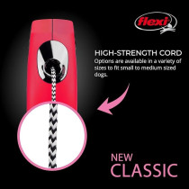 Flexi New Classic Cord Retractable Leash/Lead For Dogs 3m, Red, XS