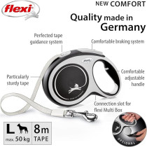 Flexi New Comfort Tape 8M Black, Large