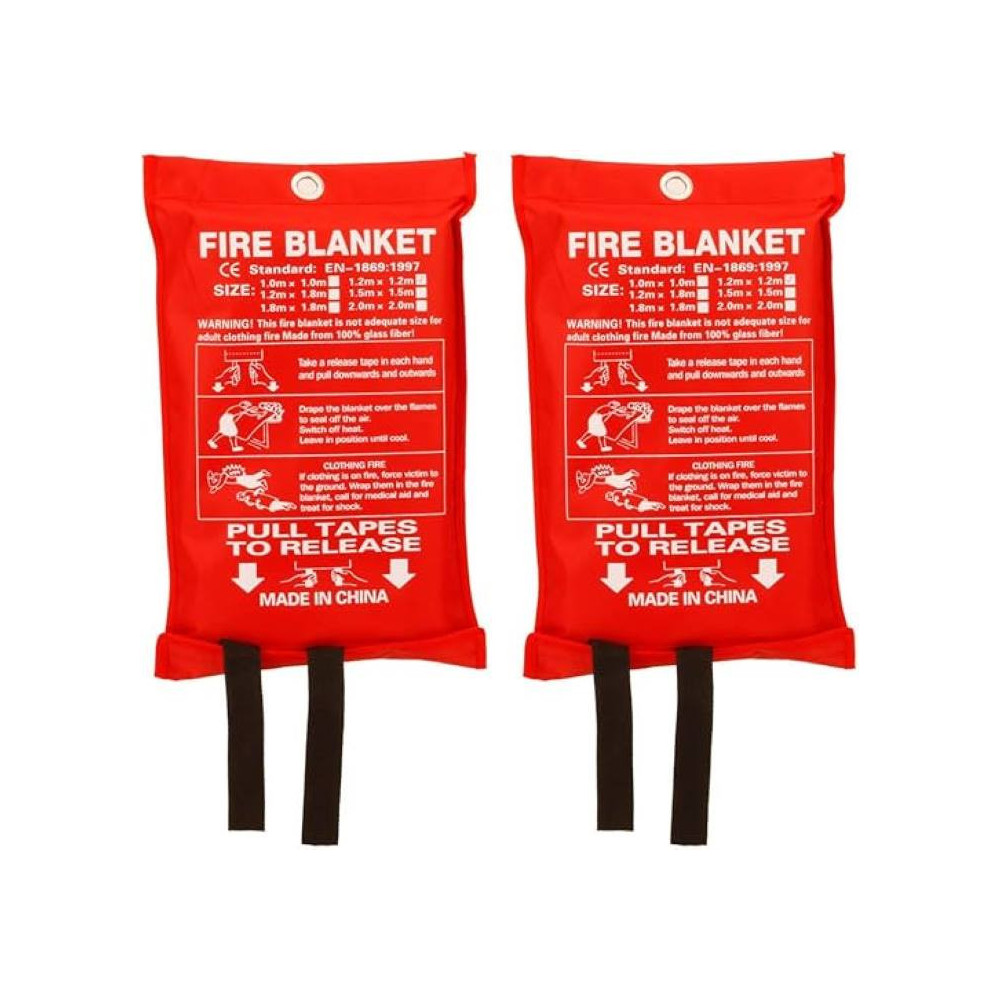 Aksipo Fire Blanket Fiberglass, Fire Emergency Blanket, Suppression Blanket, Flame Retardant Blanket, Emergency Survival Safety Cover for Kitchen Home House Car Office Warehouse, 2 Pack (47 x 47 inch)
