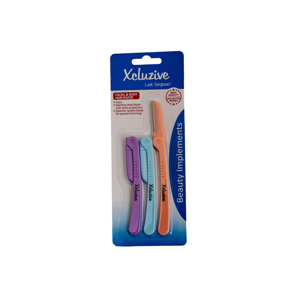 Xcluzive Facial And Body Hair Razor With Superior Quality Stainless Steel Blade, Pack Of 3