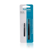 Xcluzive Slant Tweezers Black Coated, Pack Of 2