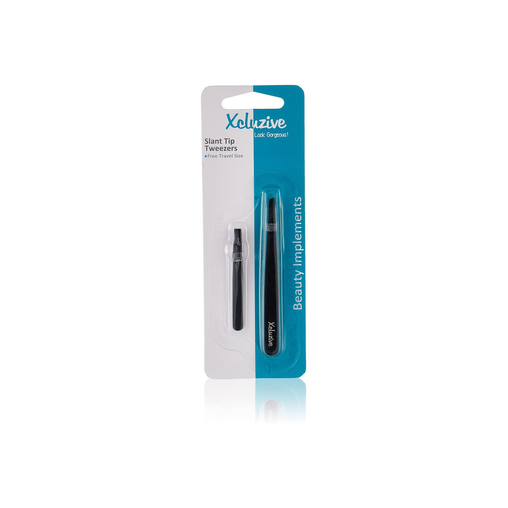 Xcluzive Slant Tweezers Black Coated, Pack Of 2